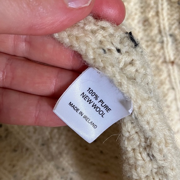 Donegal Knitters 100% Pure New Wool Cream Cable Knit Aran Cardigan Long Sweater - Picture 8 of 8